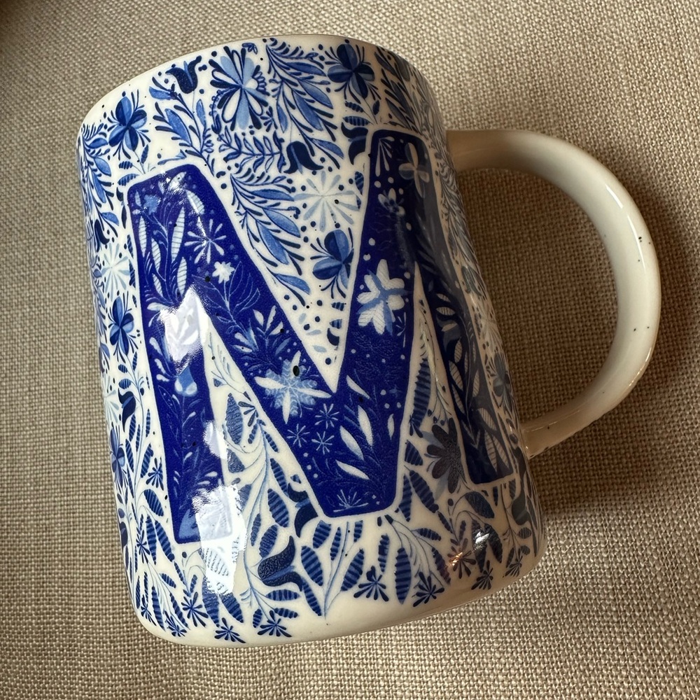 Blue Floral Anthropologie Monogram Mug
